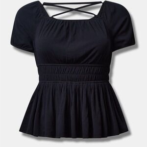 Torrid Black Crisscross Neckline Blouse